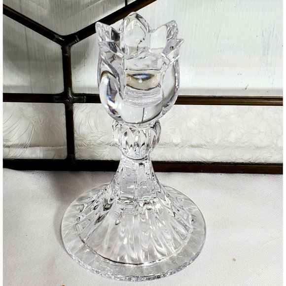 Mikasa Crystal Spring Ritual Candle Stick Holder 4.75" tulip taper candlestick - Picture 1 of 8